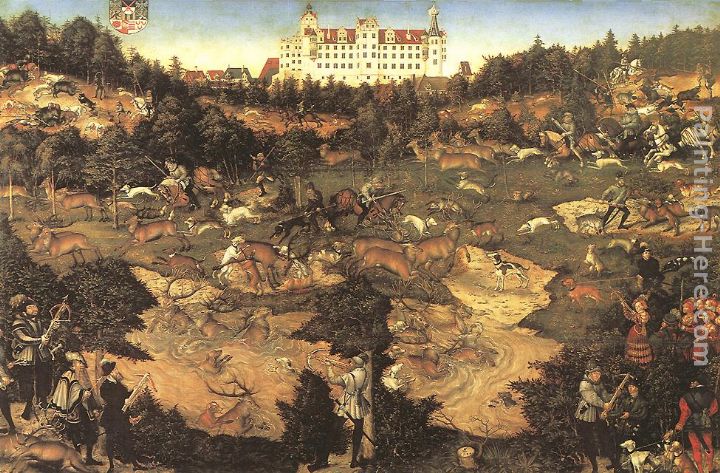 Hunt in Honour of Charles V at the Castle of Torgau painting - Lucas Cranach the Elder Hunt in Honour of Charles V at the Castle of Torgau art painting